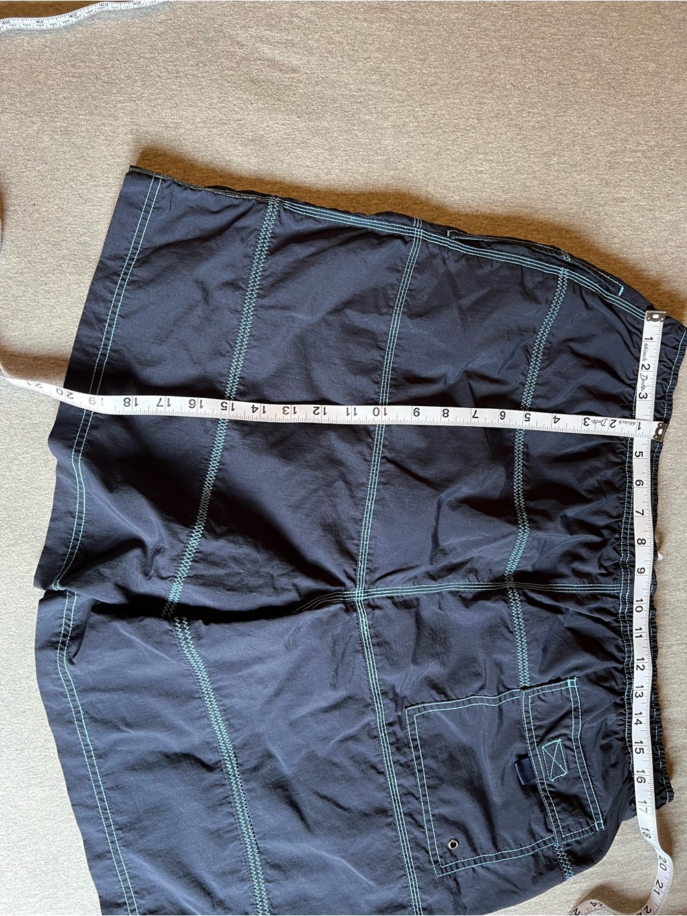 Tommy Hilfiger Navy Swim Shorts with Teal Stitching - Picture 4 of 4